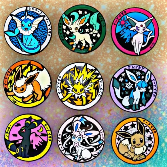Pokemon Eeveelution Enamel Pin Set Eevee Vaporeon Jolteon Flareon Umbreon Espeon - Picture 1 of 12